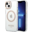 Etui Guess Metal Outline MagSafe na iPhone 15 Plus / 14 Plus - złote Guess