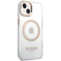 Etui Guess Metal Outline MagSafe na iPhone 15 Plus / 14 Plus - złote Guess