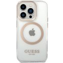 Etui Guess Metal Outline MagSafe na iPhone 15 Pro - złote Guess