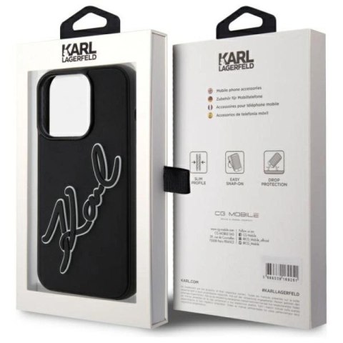 Etui Karl Lagerfeld 3D Rubber Signature na iPhone 15 Pro Max - czarne Karl Lagerfeld