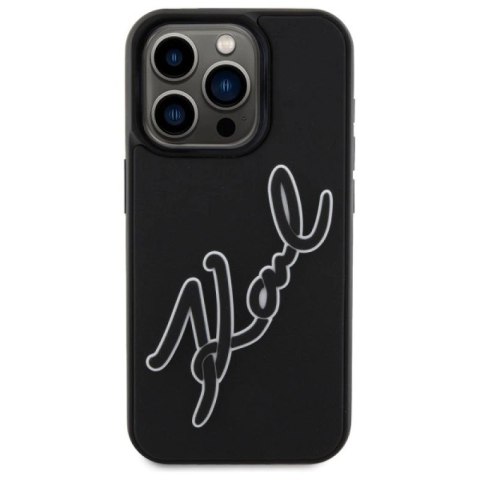 Etui Karl Lagerfeld 3D Rubber Signature na iPhone 15 Pro - czarne Karl Lagerfeld