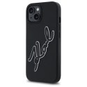 Etui Karl Lagerfeld 3D Rubber Signature na iPhone 15 - czarne Karl Lagerfeld