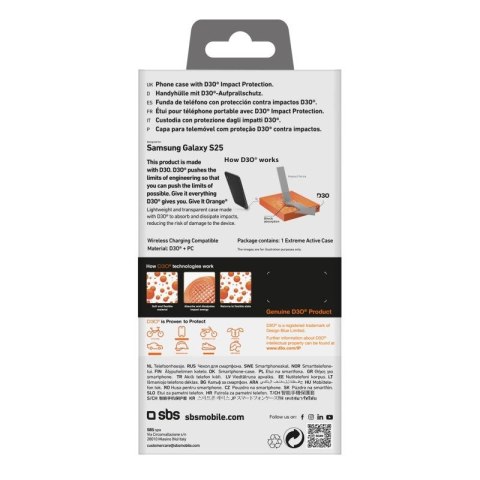 Etui SBS D3O do Samsung Galaxy S25 - przezroczyste SBS