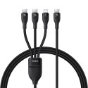 Kabel 3w1 Baseus Flash Series 3 100W USB-C - USB-C+USB-C+Lightning 1,5m + 3 x 0,25 m - czarny Baseus