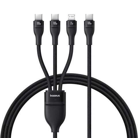 Kabel 3w1 Baseus Flash Series 3 100W USB-C - USB-C+USB-C+Lightning 1,5m + 3 x 0,25 m - czarny Baseus