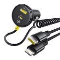 Ładowarka samochodowa Baseus Circular 60W USB-A + USB-C z wbudowanym kablem Lightning + USB-C 1,4 m - czarna Baseus