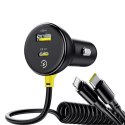 Ładowarka samochodowa Baseus Circular 60W USB-A + USB-C z wbudowanym kablem Lightning + USB-C 1,4 m - czarna Baseus