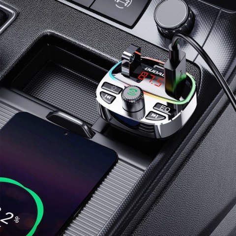 Transmiter Dudao R2PRO+ z portami ładowania PD25W Bluetooth 5.3 RGB - czarno-srebrny Dudao