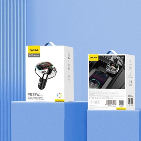 Transmiter Dudao R2PRO+ z portami ładowania PD25W Bluetooth 5.3 RGB - czarno-srebrny Dudao