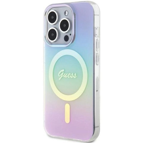 Etui Guess IML Iridescent MagSafe na iPhone 15 Pro 6.1" - fioletowe Guess