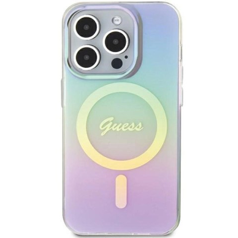 Etui Guess IML Iridescent MagSafe na iPhone 15 Pro Max 6.7" - fioletowe Guess