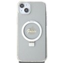Etui Guess Ring Stand Script Glitter MagSafe na iPhone 15 Plus / 14 Plus 6.7" - przezroczyste Guess