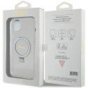 Etui Guess Ring Stand Script Glitter MagSafe na iPhone 15 Plus / 14 Plus 6.7" - przezroczyste Guess
