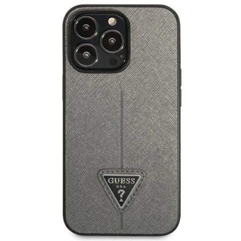 Etui Guess Saffiano Triangle Logo na iPhone 13 Pro Max 6,7" - srebrne Guess