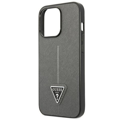Etui Guess Saffiano Triangle Logo na iPhone 13 Pro Max 6,7" - srebrne Guess