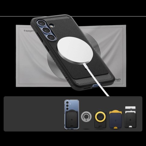 Etui Spigen Rugged Armor Mag MagSafe na Samsung Galaxy S25 - czarny-mat Spigen