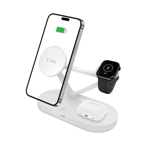 Ładowarka bezprzewodowa Tech-Protect QI15W-A41 3w1 z MagSafe do urządzeń Apple - biała Tech-Protect