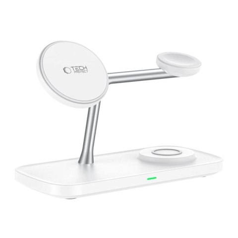 Ładowarka bezprzewodowa Tech-Protect QI15W-A45 3w1 z MagSafe do urządzeń Apple - biała Tech-Protect