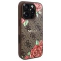 Etui Guess 4G Flowers Print MagSafe na iPhone 16 Pro 6.3" - brązowe Guess