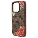 Etui Guess 4G Flowers Print MagSafe na iPhone 16 Pro 6.3" - brązowe Guess