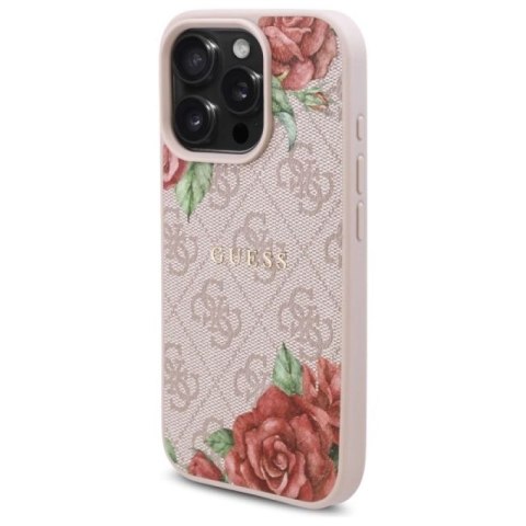Etui Guess 4G Flowers Print MagSafe na iPhone 16 Pro 6.3" - różowe Guess