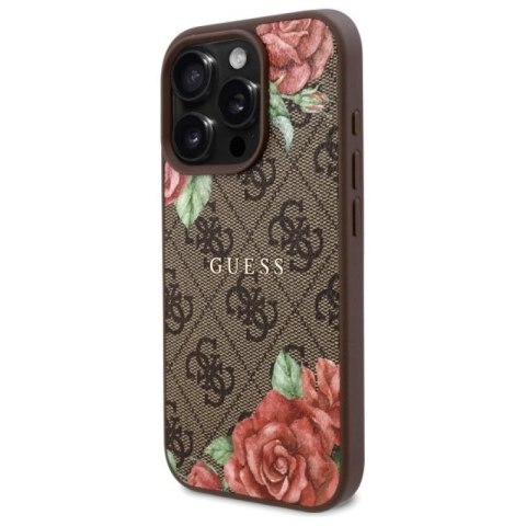 Etui Guess 4G Flowers Print MagSafe na iPhone 16 Pro Max 6.9" - brązowe Guess