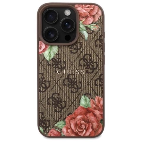 Etui Guess 4G Flowers Print MagSafe na iPhone 16 Pro Max 6.9" - brązowe Guess