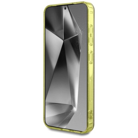 Etui Guess 4G Glitter Triangle Buttons MagSafe do Samsung Galaxy S25 brązowy Guess