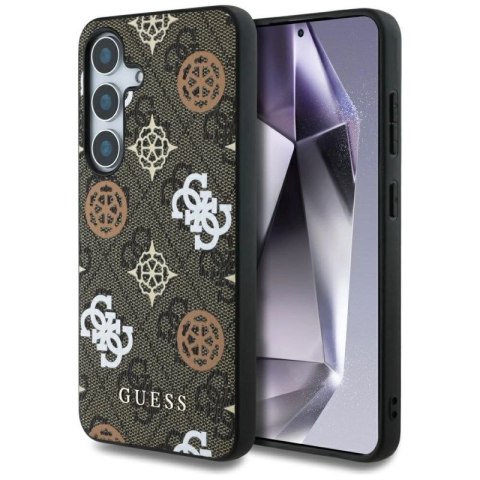 Etui Guess 4G Printed Colored Peony Pattern MagSafe do Samsung Galaxy S25 brązowy Guess