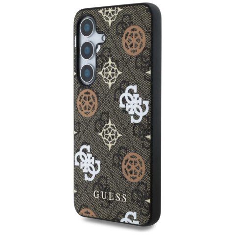 Etui Guess 4G Printed Colored Peony Pattern MagSafe do Samsung Galaxy S25 brązowy Guess