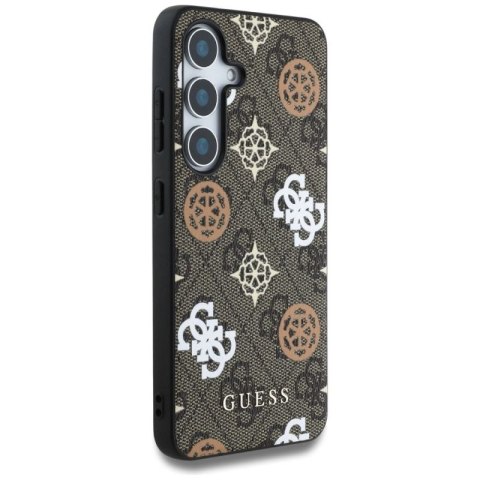 Etui Guess 4G Printed Colored Peony Pattern MagSafe do Samsung Galaxy S25 brązowy Guess