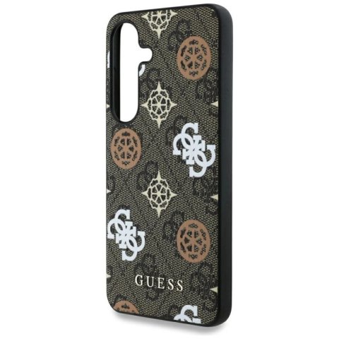 Etui Guess 4G Printed Colored Peony Pattern MagSafe do Samsung Galaxy S25 brązowy Guess