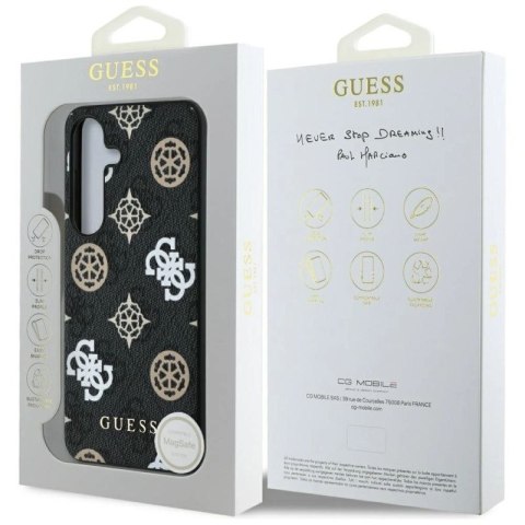 Etui Guess 4G Printed Colored Peony Pattern MagSafe do Samsung Galaxy S25 czarny Guess
