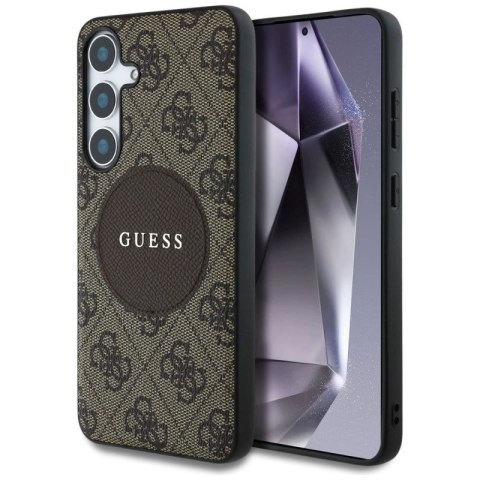 Etui Guess 4G Round Patch Classic Logo MagSafe do Samsung Galaxy S25 Plus brązowy Guess