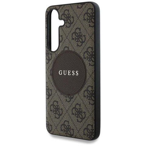 Etui Guess 4G Round Patch Classic Logo MagSafe do Samsung Galaxy S25 Plus brązowy Guess