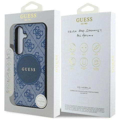 Etui Guess 4G Round Patch Classic Logo MagSafe do Samsung Galaxy S25 Plus niebieski Guess
