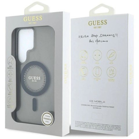 Etui Guess Rhinestones Printed Classic Logo MagSafe Samsung Galaxy S25 Ultra czarny Guess