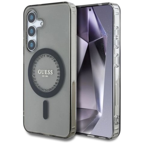 Etui Guess Rhinestones Printed Classic Logo MagSafe Samsung Galaxy S25 czarny Guess