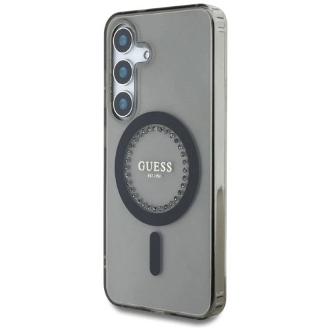 Etui Guess Rhinestones Printed Classic Logo MagSafe Samsung Galaxy S25 czarny Guess