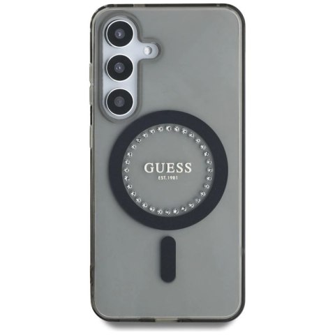 Etui Guess Rhinestones Printed Classic Logo MagSafe Samsung Galaxy S25 czarny Guess