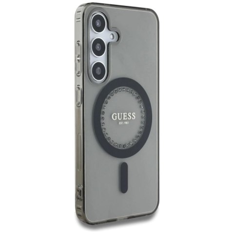 Etui Guess Rhinestones Printed Classic Logo MagSafe Samsung Galaxy S25 czarny Guess