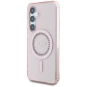 Etui Guess Rhinestones Printed Classic Logo MagSafe Samsung Galaxy S25 różowy Guess