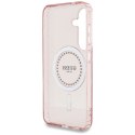 Etui Guess Rhinestones Printed Classic Logo MagSafe Samsung Galaxy S25 różowy Guess