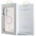 Etui Guess Rhinestones Printed Classic Logo MagSafe Samsung Galaxy S25 różowy Guess