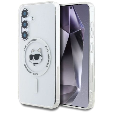 Etui Karl Lagerfeld Button Choupette Head Printed Logo MagSafe Samsung Galaxy S25 biały Karl Lagerfeld
