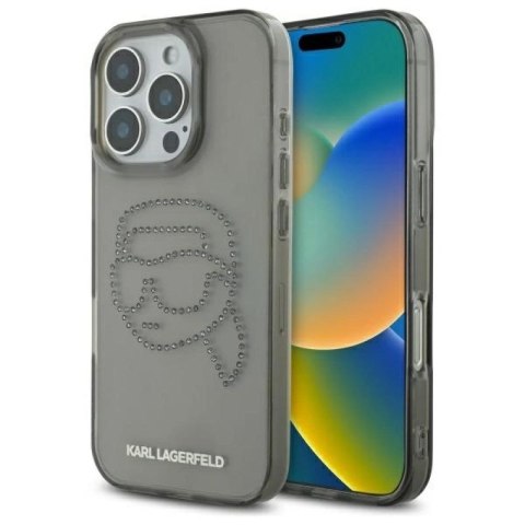 Etui Karl Lagerfeld IML Rhinestones Karl Head na iPhone 16 Pro Max 6.9" - czarne Karl Lagerfeld