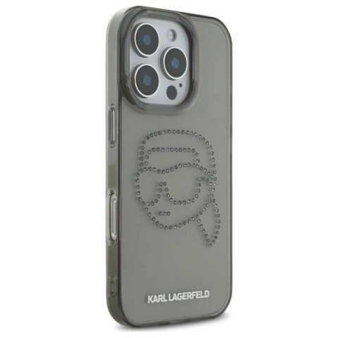 Etui Karl Lagerfeld IML Rhinestones Karl Head na iPhone 16 Pro Max 6.9" - czarne Karl Lagerfeld
