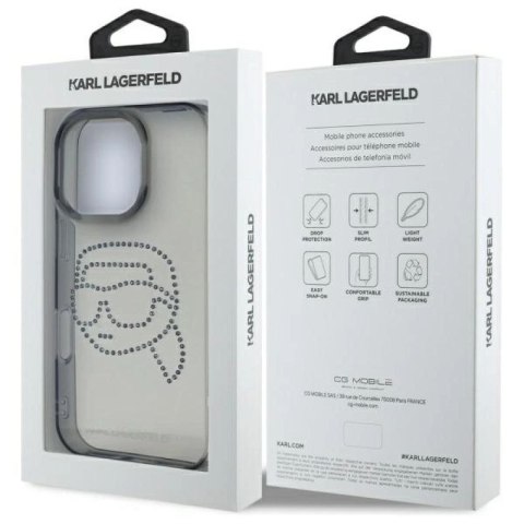 Etui Karl Lagerfeld IML Rhinestones Karl Head na iPhone 16 Pro Max 6.9" - czarne Karl Lagerfeld