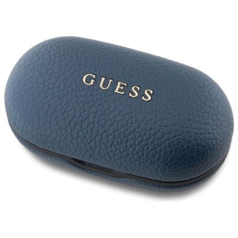 Słuchawki Bluetooth Guess Grained Classic Logo TWS + stacja dokująca - niebieske Guess