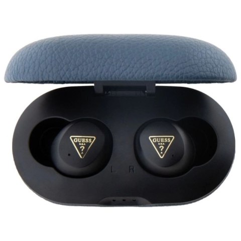 Słuchawki Bluetooth Guess Grained Classic Logo TWS + stacja dokująca - niebieske Guess